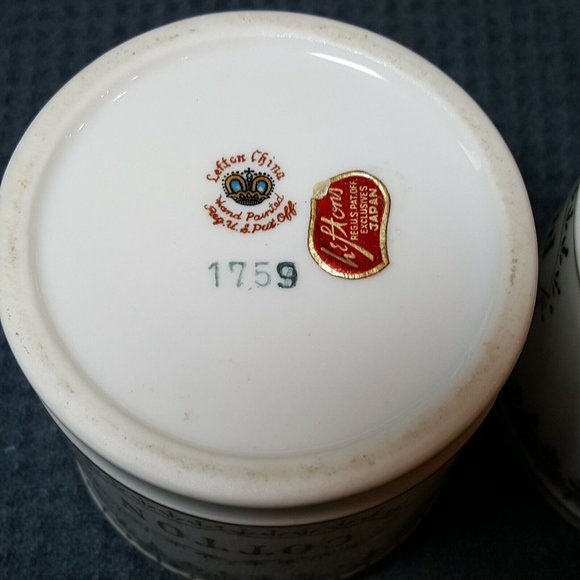 Vtg Lefton China Handpainted Cotton & Powder Holders Gold Embellishments No Lids - Picture 5 of 8